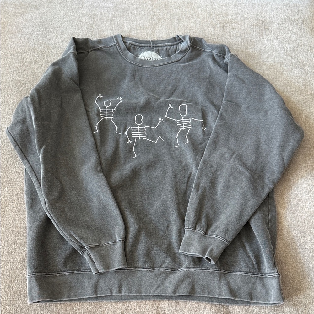 Spooky Season Halloween Gray Skeleton Sweatshirt